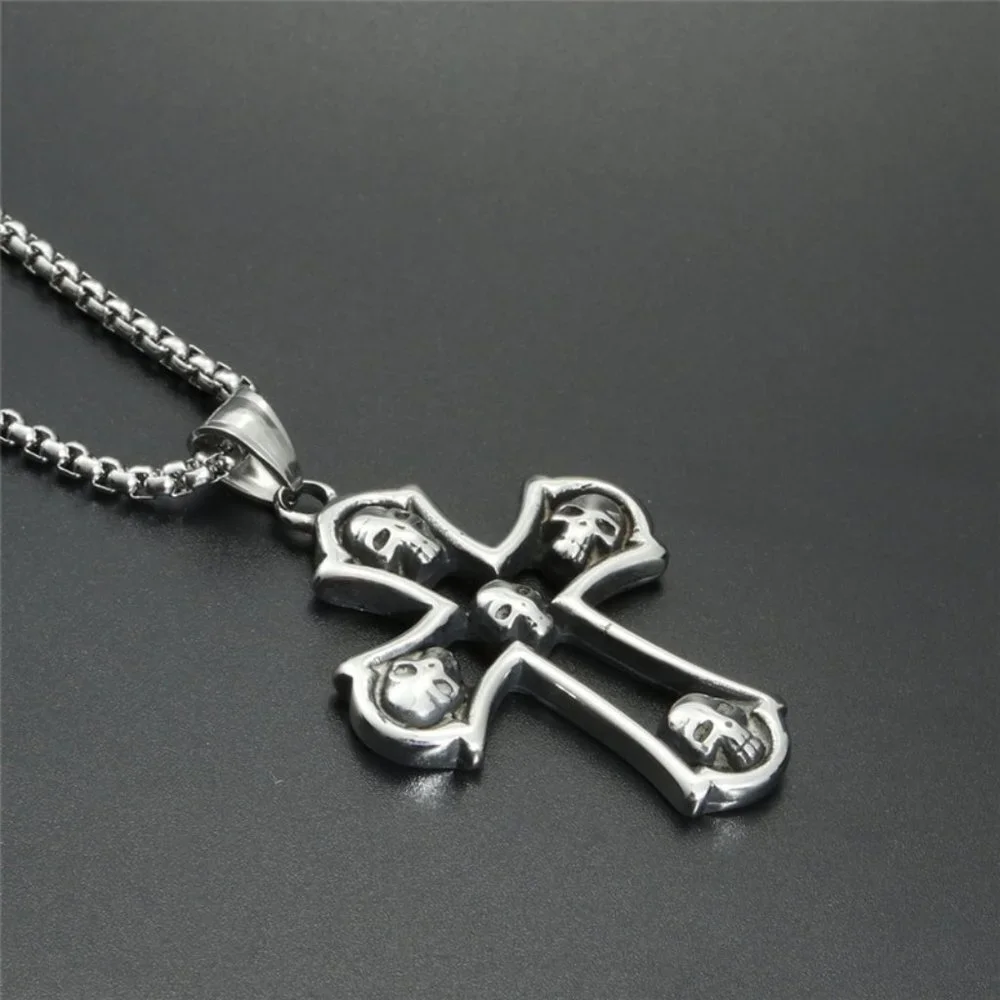 ❤️Jesus Cross Trend Skull pendant Necklace for women/men, N90201P219
